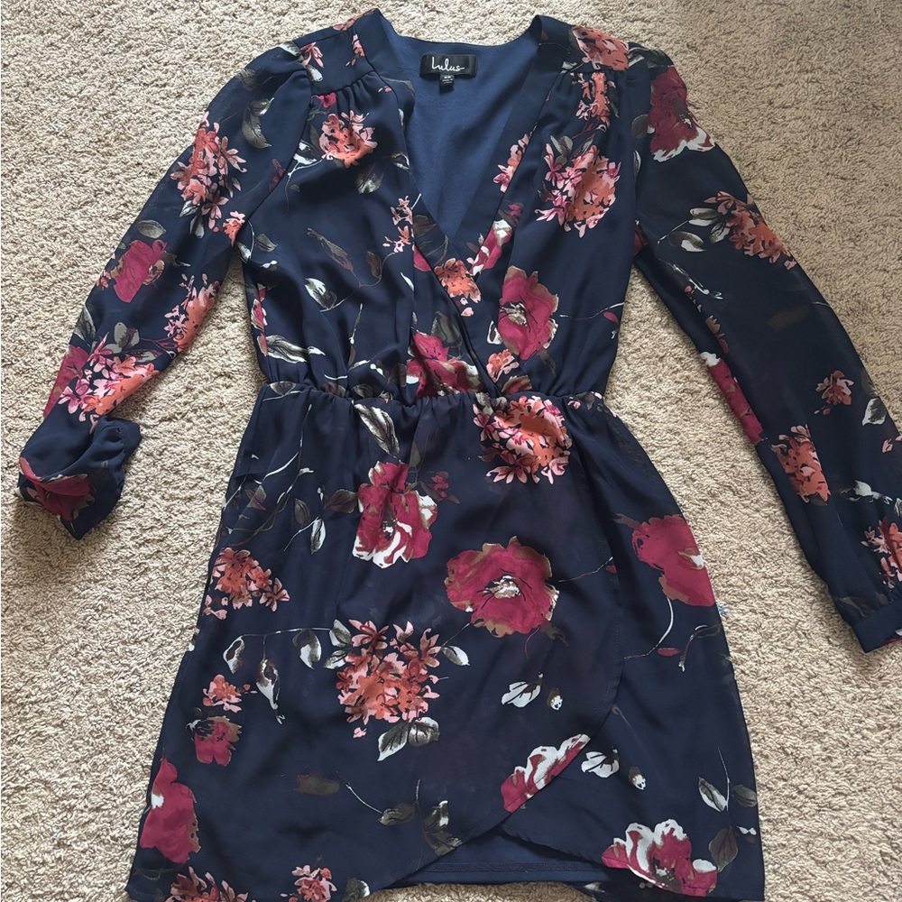 Lulu's Navy Floral Dress